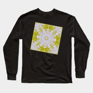 Quilted kaleidoscope in green and white Long Sleeve T-Shirt